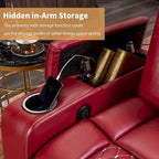 Electric Home Theater Overstuffed Single Reclining Sofa with Hidden Arm Storage