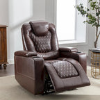 Electric Home Theater Overstuffed Single Reclining Sofa with Hidden Arm Storage