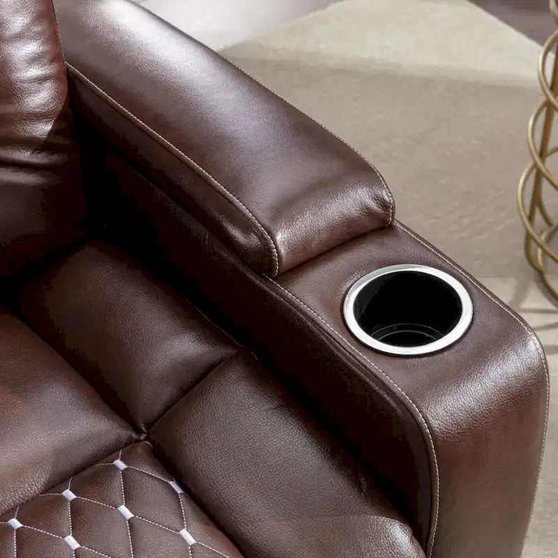 Electric Home Theater Overstuffed Single Reclining Sofa with Hidden Arm Storage