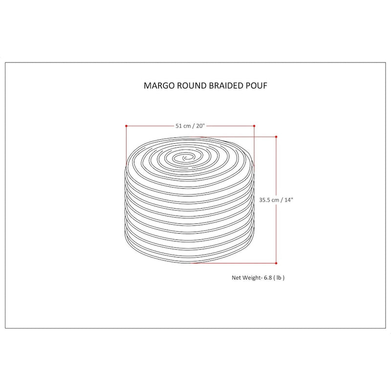 WYNDENHALL Mattise Boho Round Pouf in Braided Jute