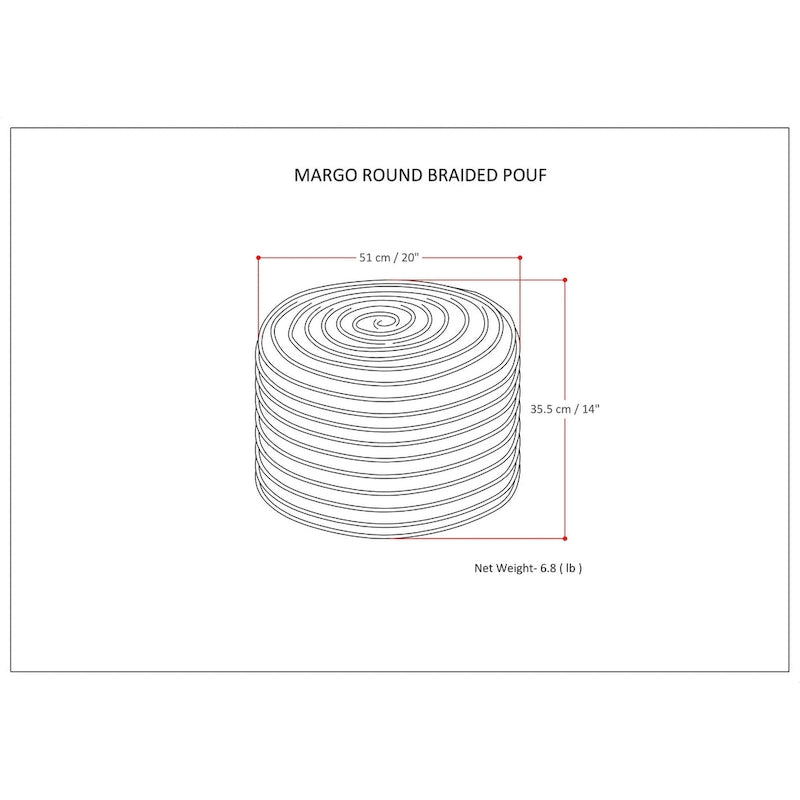 WYNDENHALL Mattise Boho Round Pouf in Braided Jute