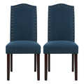 Fabric Upholstered Nailhead Trim Parson Dining Chairs Set of 2