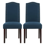 Fabric Upholstered Nailhead Trim Parson Dining Chairs Set of 2