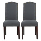 Fabric Upholstered Nailhead Trim Parson Dining Chairs Set of 2