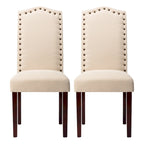 Fabric Upholstered Nailhead Trim Parson Dining Chairs Set of 2
