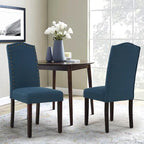 Fabric Upholstered Nailhead Trim Parson Dining Chairs Set of 2