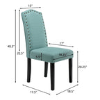 Fabric Upholstered Nailhead Trim Parson Dining Chairs Set of 2
