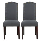 Fabric Upholstered Nailhead Trim Parson Dining Chairs Set of 2