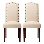Fabric Upholstered Nailhead Trim Parson Dining Chairs Set of 2