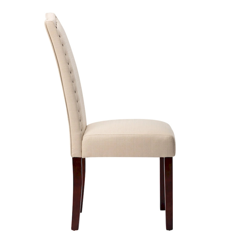 Fabric Upholstered Nailhead Trim Parson Dining Chairs Set of 2