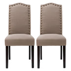 Fabric Upholstered Nailhead Trim Parson Dining Chairs Set of 2