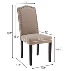 Fabric Upholstered Nailhead Trim Parson Dining Chairs Set of 2