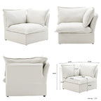 Modern Linen Upholstered Corner Sectional Sofa L-shaped Modular 5-Piece Couch with Ottoman