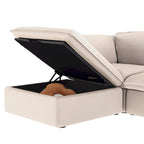 Modern Linen Upholstered Corner Sectional Sofa L-shaped Modular 5-Piece Couch with Ottoman