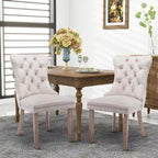 Set of 2 Velvet Dining Chairs,Tufted Solid Wood Armless Chairs Accent Chair with Nailhead Trim and Back Ring Pull - N/A