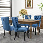 Set of 2 Velvet Dining Chairs,Tufted Solid Wood Armless Chairs Accent Chair with Nailhead Trim and Back Ring Pull - N/A