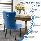Set of 2 Velvet Dining Chairs,Tufted Solid Wood Armless Chairs Accent Chair with Nailhead Trim and Back Ring Pull - N/A
