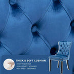 Set of 2 Velvet Dining Chairs,Tufted Solid Wood Armless Chairs Accent Chair with Nailhead Trim and Back Ring Pull - N/A