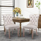 Set of 2 Velvet Dining Chairs,Tufted Solid Wood Armless Chairs Accent Chair with Nailhead Trim and Back Ring Pull - N/A