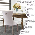 Set of 2 Velvet Dining Chairs,Tufted Solid Wood Armless Chairs Accent Chair with Nailhead Trim and Back Ring Pull - N/A