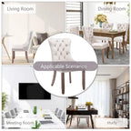 Set of 2 Velvet Dining Chairs,Tufted Solid Wood Armless Chairs Accent Chair with Nailhead Trim and Back Ring Pull - N/A