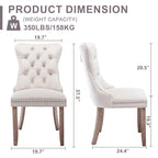 Set of 2 Velvet Dining Chairs,Tufted Solid Wood Armless Chairs Accent Chair with Nailhead Trim and Back Ring Pull - N/A