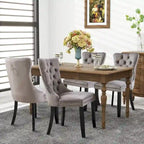 Set of 2 Velvet Dining Chairs,Tufted Solid Wood Armless Chairs Accent Chair with Nailhead Trim and Back Ring Pull - N/A