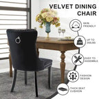Set of 2 Velvet Dining Chairs,Tufted Solid Wood Armless Chairs Accent Chair with Nailhead Trim and Back Ring Pull - N/A