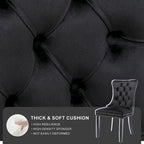 Set of 2 Velvet Dining Chairs,Tufted Solid Wood Armless Chairs Accent Chair with Nailhead Trim and Back Ring Pull - N/A