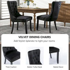 Set of 2 Velvet Dining Chairs,Tufted Solid Wood Armless Chairs Accent Chair with Nailhead Trim and Back Ring Pull - N/A