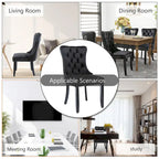 Set of 2 Velvet Dining Chairs,Tufted Solid Wood Armless Chairs Accent Chair with Nailhead Trim and Back Ring Pull - N/A