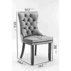 Set of 2 Velvet Dining Chairs,Tufted Solid Wood Armless Chairs Accent Chair with Nailhead Trim and Back Ring Pull - N/A