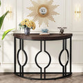 Half Moon Console Table for Entryway, Semi Circle Sofa Table with Geometric Base