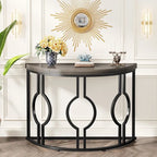 Half Moon Console Table for Entryway, Semi Circle Sofa Table with Geometric Base