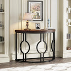Half Moon Console Table for Entryway, Semi Circle Sofa Table with Geometric Base