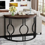 Half Moon Console Table for Entryway, Semi Circle Sofa Table with Geometric Base