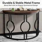 Half Moon Console Table for Entryway, Semi Circle Sofa Table with Geometric Base
