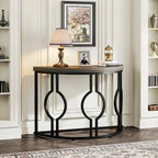 Half Moon Console Table for Entryway, Semi Circle Sofa Table with Geometric Base