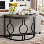 Half Moon Console Table for Entryway, Semi Circle Sofa Table with Geometric Base