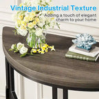 Half Moon Console Table for Entryway, Semi Circle Sofa Table with Geometric Base