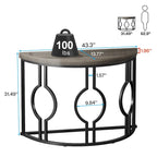 Half Moon Console Table for Entryway, Semi Circle Sofa Table with Geometric Base