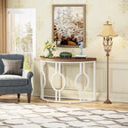 Half Moon Console Table for Entryway, Semi Circle Sofa Table with Geometric Base