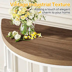 Half Moon Console Table for Entryway, Semi Circle Sofa Table with Geometric Base