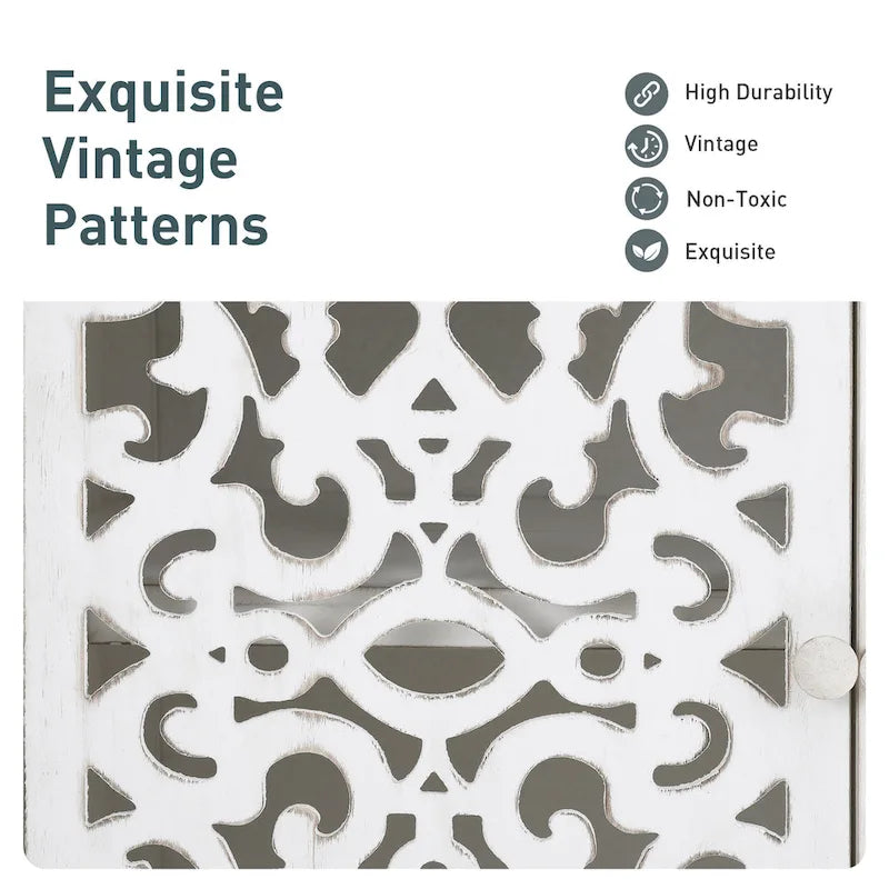 PHI VILLA 2-door Retro Antique Hollow-Carved Storage Cabinet