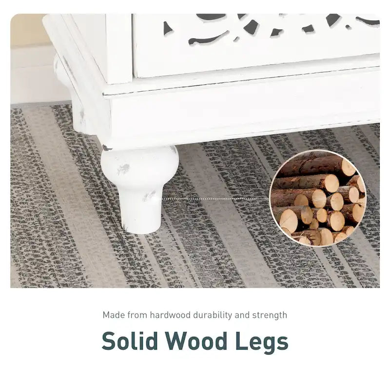 PHI VILLA 2-door Retro Antique Hollow-Carved Storage Cabinet