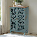 PHI VILLA 2-door Retro Antique Hollow-Carved Storage Cabinet