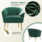 Velvet Accent Chairs for Living Room Bedroom Office Leisure Upholstered Single Sofa Chair