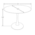 Bristol 35 Inch Mid Century Modern Round Dining Table, Wood Top & Glossy Iron Pedestal Base for Kitchen & Dining Room