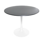 Bristol 35 Inch Mid Century Modern Round Dining Table, Wood Top & Glossy Iron Pedestal Base for Kitchen & Dining Room