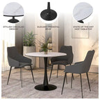 Bristol 35 Inch Mid Century Modern Round Dining Table, Wood Top & Glossy Iron Pedestal Base for Kitchen & Dining Room